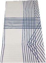 Tafelkleed met linnenstructuur IJSBRAND - Wit / Blauw - Hoogkwaliteit papier - 138 x 220 cm