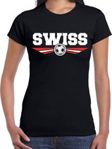 Zwitserland / Switzerland landen / voetbal t-shirt zwart dames M