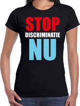 Stop discriminatie NU demonstratie / protest t-shirt zwart voor dames 2XL