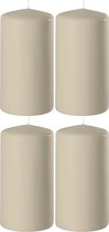 4x Beige cilinderkaarsen/stompkaarsen 6 x 15 cm 58 branduren - Geurloze kaarsen beige - Woondecoraties
