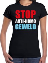 Stop anti homo geweld demonstratie / protest t-shirt zwart voor dames XS