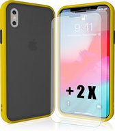 HYBRID | Silica Gel + TPU Transparant Shockproof Backcover iPhone X/XS - Geel + 2 x SCREENZ| Tempered Glass Screen Protector