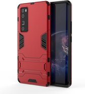 Voor Huawei nova 7 Pro 5G schokbestendige pc + TPU beschermhoes met onzichtbare houder (rood)