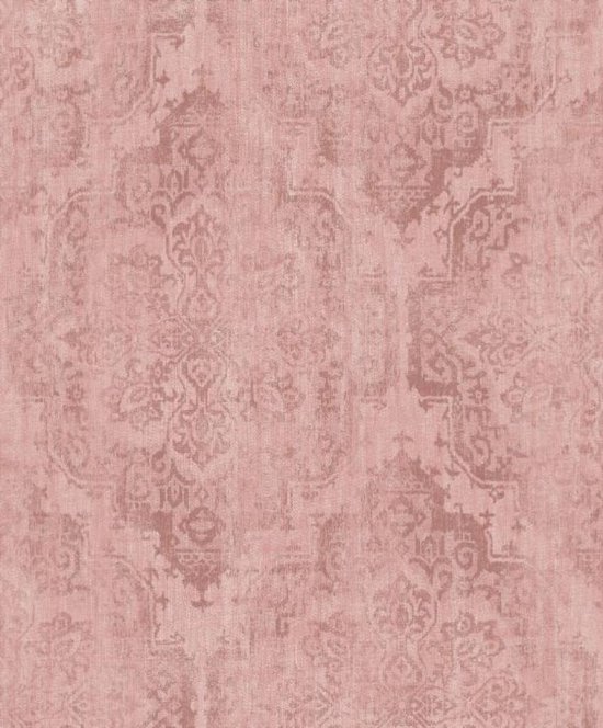elegant type Pelgrim Roze Behang met Klassieke, Vintage print - Vliesbehang - 0,53x10,05 m |  bol.com