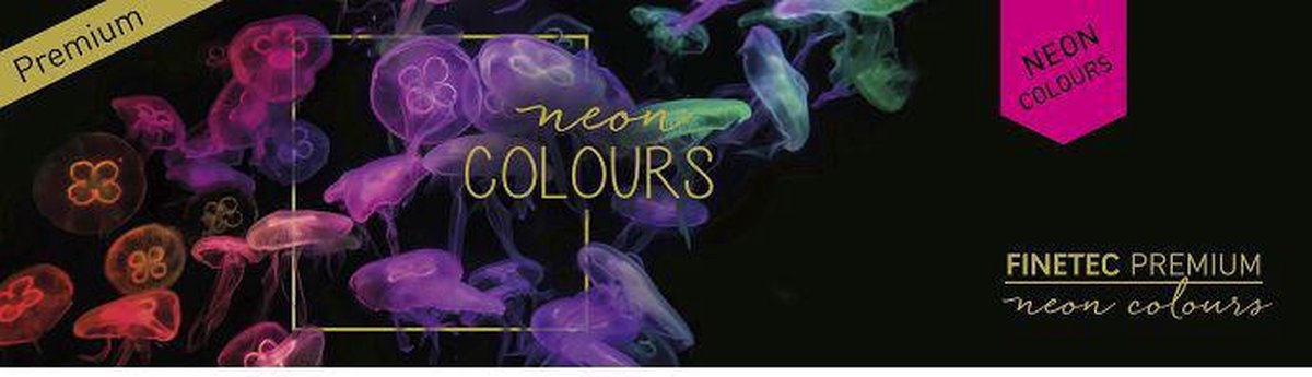Verftablet 30x22mm Neon Aquarellcolors, 6 stuks in blik, Finetec