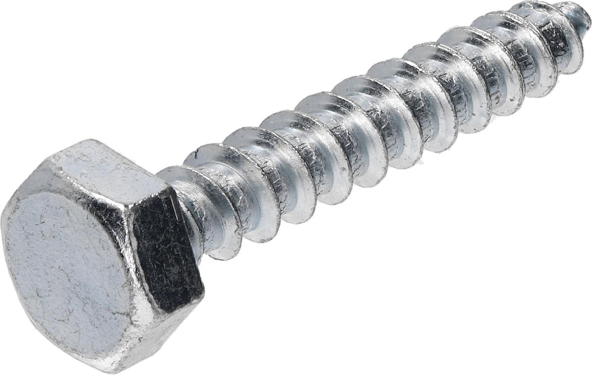 Houtdraadbout M10 x 60mm. lang. 15 stuks Houtfret. Gegalvaniseerd. Ifix.