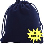 Fako Bijoux® - Fluweel Cadeau Zakjes - Velours - 10x12cm - Donkerblauw - 10 Stuks