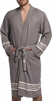 Hamam Badjas Krem Sultan Dark Grey - M - unisex - hotelkwaliteit - sauna badjas - luxe badjas - dunne zomer badjas - ochtendjas