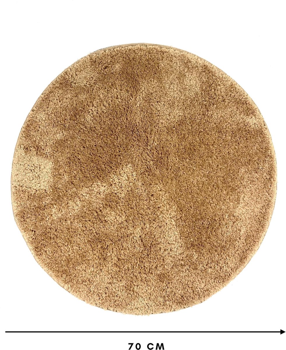 Lucy's Living Luxe badmat FUA Brown– Ø70 cm – bruin - beige – rond -  badkamer mat -... | bol.com