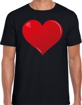 Hart t-shirt zwart voor heren - hart voor de zorg - cadeau shirts XXL
