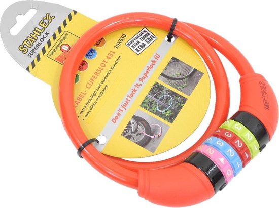 Câble antivol Stahlex Ø10mm / 65cm seulement 230g avec serrure à combinaison | Le premier antivol pour vélo pour votre enfant | Rouge