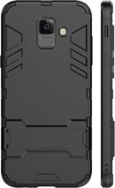 Samsung Galaxy A8 2018 Backcover - Zwart - Shockproof Armor - met kickstand