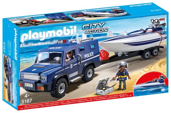 worst Prehistorisch Veel gevaarlijke situaties PLAYMOBIL City Action Politietruck met Speedboot - 5187 | bol.com