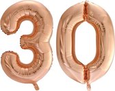 Folieballon nr. 30 Rosé Goud 86cm