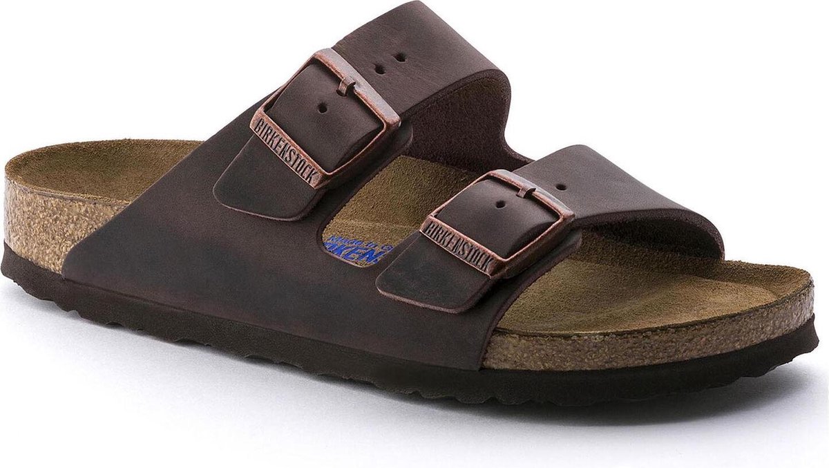 Birkenstock Arizona Slippers Habana Leather Regularfit met zacht