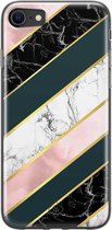 iPhone SE 2020 hoesje siliconen - Marmer strepen | Apple iPhone SE (2020) case | TPU backcover transparant