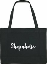 Shopaholic Rustaagh shopping bag - shopper - tas - boodschappentas - handig - zwart - tekst - bedrukt
