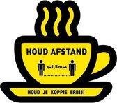 Houd 1.5 meter afstand Koffie - 200 mm - vloersticker - antislip - Hitack sticker - UV bestendig - 20 cm