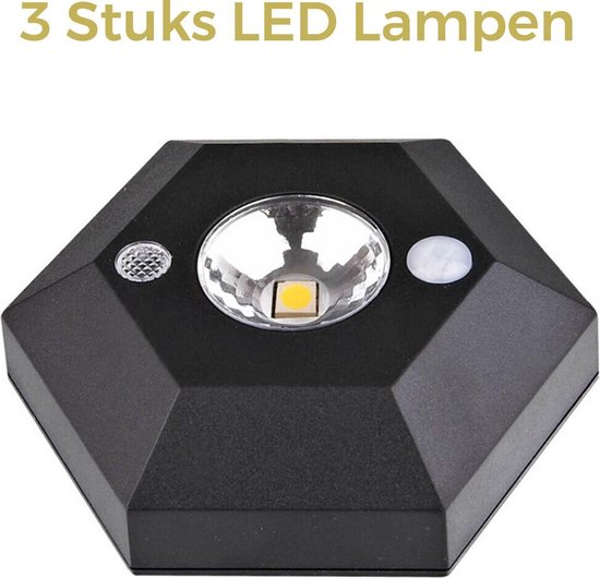 Draadloze LED Lampen (3x) - Ingebouwde Bewegingssensor - op Batterijen -  LED... | bol.com