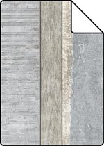 Proefstaal ESTAhome behang houten plankjes grijs en lichtblauw - 138250 - 26,5 x 21 cm