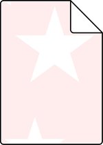Proefstaal ESTAhome behang grote en kleine sterren licht roze en wit - 138931 - 26,5 x 21 cm