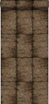 ESTAhome behangpapier zinken platen vergrijsd bruin - 138881 - 53 cm x 10,05 m