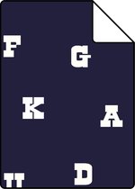 Proefstaal ESTAhome behang alfabet blauw - 137327 - 26,5 x 21 cm