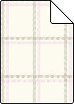 ESTAhome A4 proefstaal van behang ruiten beige en roze - 136437 - 21 x 26 cm