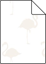 Proefstaal ESTAhome behang flamingo's zilver en wit - 138917 - 26,5 x 21 cm