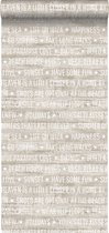 ESTAhome behang zomerse quotes donker beige - 148640 - 53 x 1005 cm