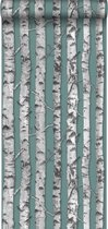 Papier peint intissé HD troncs d'arbres de bouleau vieux vert grisâtre et gris chaud clair - 138891 ESTAhome