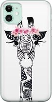 iPhone 11 hoesje siliconen - Giraffe | Apple iPhone 11 case | TPU backcover transparant