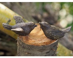 Beeldjes decoratie vogeltjes echt brons – 2 bronzen musjes voor binnen en buiten | GerichteKeuze