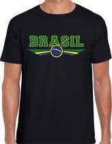 Brazilie / Brasil landen t-shirt met Braziliaanse vlag zwart heren - landen shirt / kleding - EK / WK / Olympische spelen outfit L