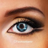 Kleurlenzen - Floret Blue - jaarlenzen met lenshouder - blauwe contactlenzen Fashionlens®