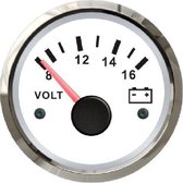 FES Marine Voltmeter 12 Volt - Wit + RVS ring