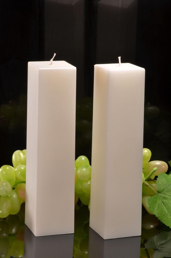 Kwadrant kaars hoogte 22 cm  WIT PERL MAT, 2 STUKS - Gemaakt door Candles by Milanne