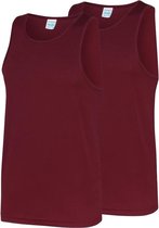 2-Pack Maat L - Sport singlets/hemden bordeaux rood voor heren - Hardloopshirts/sportshirts - Sporten/hardlopen/fitness/bodybuilding - Sportkleding top bordeaux voor mannen