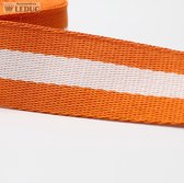 5 meter Gestreepte Tassenband 40mm Oranje / Wit