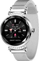 DrPhone L20 Ladies - Slimme Horloge - Luxe Diamant Kristallen Smartwatch Vrouwen - Stappenteller & Hartslagmeter - Zilver