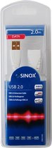 Sinox 2.0m USB 2.0 A M/F USB-kabel 2 m USB A Wit