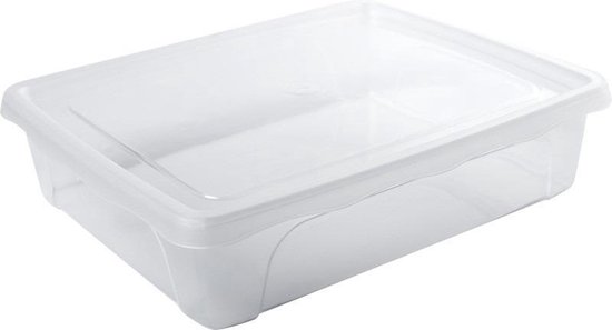 Stock / Conteneur alimentaire bas 2 litres plastique transparent / plastique - 24 x 20 x 6 cm - Vienne - Boîte conteneur alimentaire - Mealprep - Repas de magasin