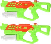 2x Waterpistolen/waterpistool groen van 42 cm kinderspeelgoed - waterspeelgoed van kunststof