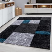 Tapijtenloods Basic Collection Modern Vloerkleed Blauw / Grijs Laagpolig- 80x300 CM