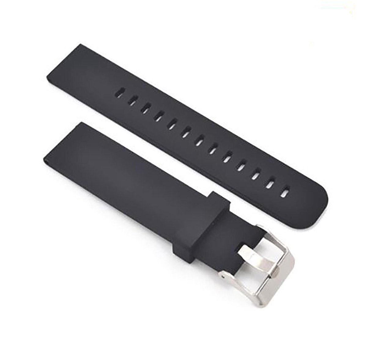 Horlogeband van Siliconen voor Ticwatch 2 / S / S2 / Pro | 22 mm | Horloge Band - Horlogebandjes | Zwart met Zilveren Gesp