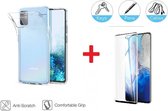 2-In-1 Screenprotector Bescherming Protector Set Voor Samsung Galaxy S20+ Plus - Full Cover 3D Edge Tempered Glass Screen Protector Met Siliconen Back Cover Case - Transparant