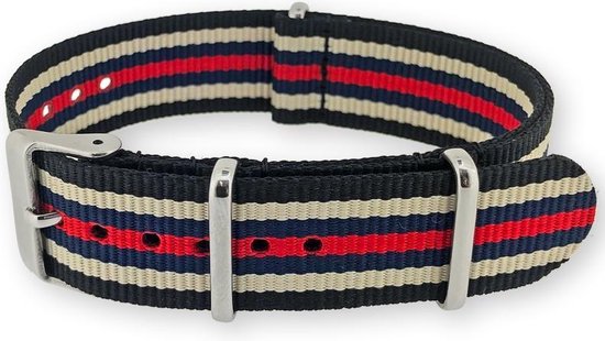 NATO Horlogeband G10 Military Nylon Strap Zwart Zand Blauw Rood 18mm