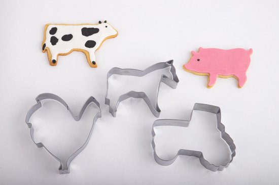 Lot De 5 Emporte-pièces Ferme En Acier Inox - Tracteur, Chien, Chat, Cheval, Vache - Pour Biscuits, Pâte à Sel, DIY