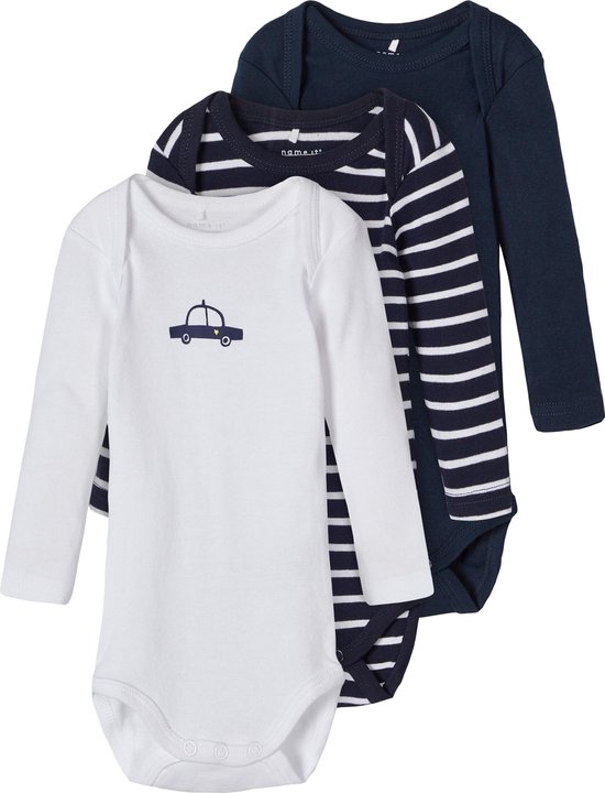 NAME IT Herren Body 3er Pack Langarm Mit Traktor-Print – Weich, Für Babys & Kleinkinder