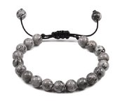 Sorprese - armband heren - Milaan - grijs marmer - kralen armband - 17-25 cm - verstelbaar - unisex - model H - Cadeau